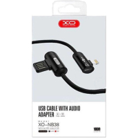 Дата кабель NB38 USB - Lightning + Lightning Audio 1.0m 2.4А Black XoKo (XO-NB38) Diawest