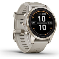 Смарт-годинник Garmin fenix 7S Pro Saph Solar, Soft Gold SS w/Lt. Sand Band, GPS (010-02776-15) Diawest