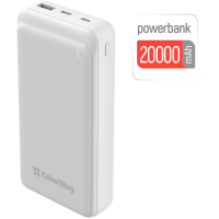 Батарея универсальная ColorWay 20 000 mAh Slim PD/20W, QC/3.0 USB-C/Micro-USB/USB-A White (CW-PB200LPG3WT-PD) Diawest