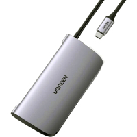 Концентратор Ugreen USB3.0 Type-C to USB 3.0x2/HDMI/RJ45/SD/TF/PD CM212 gray (50852) Diawest