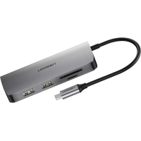 Концентратор Ugreen USB3.0 Type-C to USB 3.0x2/HDMI/RJ45/SD/TF/PD CM212 gray (50852) Diawest