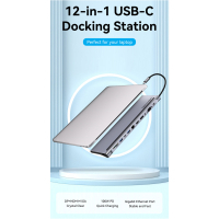 Концентратор Vention USB3.1 Type-C to DP/HDMI/VGA/USB-C/USB3.0x3/RJ45/SD/TF/TRRS 3.5mm/PD 100W 12in1 (THSHC) Diawest