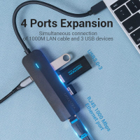 Концентратор Vention USB 3.1 Type-C to 3xUSB 3.0+MicroUSB+RJ45 100M Ethernet black (TGPBB) Diawest