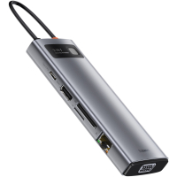 Концентратор Baseus USB3.1 Type-C to USB C(PD)100W/HDMI 4K 30Hz/VGA/USB3.2/RJ45/SD+TF,9in1 Grey (CAHUB-CU0G) Diawest