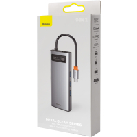 Концентратор Baseus USB3.1 Type-C to USB C(PD)100W/HDMI 4K 30Hz/VGA/USB3.2/RJ45/SD+TF,9in1 Grey (CAHUB-CU0G) Diawest