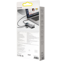 Концентратор Baseus USB3.1 Type-C to USB C(PD)100W/HDMI 4K 30Hz/VGA/USB3.2/RJ45/SD+TF,9in1 Grey (CAHUB-CU0G) Diawest