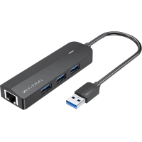 Концентратор Vention USB 3.0 to 3хUSB 3.0/RJ45 Gigabit black (CHNBB) Diawest