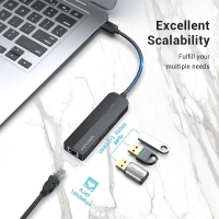 Концентратор Vention USB 3.0 to 3хUSB 3.0/RJ45 Gigabit black (CHNBB) Diawest
