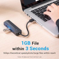 Концентратор Vention USB 3.0 to 3хUSB 3.0/RJ45 Gigabit black (CHNBB) Diawest