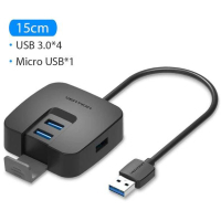 Концентратор Vention USB 3.0 to 4xUSB 3.0 + MicroUSB black (CHBBB) Diawest