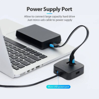 Концентратор Vention USB 3.0 to 4xUSB 3.0 + MicroUSB black (CHBBB) Diawest