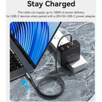 Дата кабель USB-C to USB-C1.2m 3.1 100W Display Zinc Alloy Vention (TAYBAV) Diawest