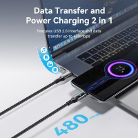 Дата кабель USB-C to USB-C1.2m 3.1 100W Display Zinc Alloy Vention (TAYBAV) Diawest