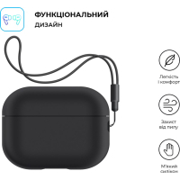 Чохол для навушників Armorstandart Silicone Case with straps для Apple Airpods Pro 2 Black (ARM68608) Diawest
