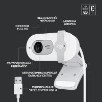 Веб-камера Logitech Brio 100 Full HD Off-White (960-001617) Diawest