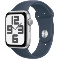 Смарт-годинник Apple Watch SE 2023 GPS 44mm Silver Aluminium Case with Storm Blue Sport Band - S/M (MREC3QP/A) Diawest