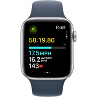 Смарт-часы Apple Watch SE 2023 GPS 44mm Silver Aluminium Case with Storm Blue Sport Band - S/M (MREC3QP/A) Diawest