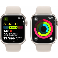 Смарт-часы Apple Watch Series 9 GPS 41mm Starlight Aluminium Case with Starlight Sport Band - M/L (MR8U3QP/A) Diawest
