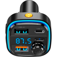 FM модулятор XO BCC08 автомобільний зарядний пристрій MP3/PD/2USB/3,1A Чорни (XO-BCC08) Diawest