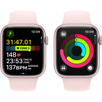 Смарт-годинник Apple Watch Series 9 GPS 41mm Pink Aluminium Case with Light Pink Sport Band - S/M (MR933QP/A) Diawest