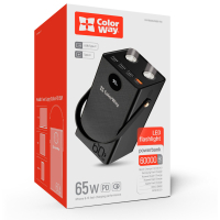 Батарея універсальна ColorWay 60 000 mAh Powerful PD/65W, QC/4.0, AFC, FCP, Black (CW-PB600LPA5BK-PDD) Diawest
