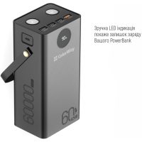 Батарея універсальна ColorWay 60 000 mAh Powerful PD/65W, QC/4.0, AFC, FCP, Black (CW-PB600LPA5BK-PDD) Diawest