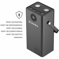 Батарея універсальна ColorWay 60 000 mAh Powerful PD/65W, QC/4.0, AFC, FCP, Black (CW-PB600LPA5BK-PDD) Diawest