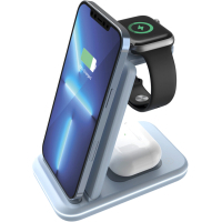 Зарядний пристрій Canyon WS-304 Foldable 3in1 Wireless charger Blue (CNS-WCS304BL) Diawest