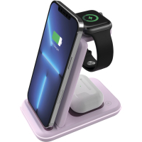 Зарядний пристрій Canyon WS-304 Foldable 3in1 Wireless charger Iced Pink (CNS-WCS304IP) Diawest