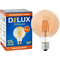 Лампочка Delux Globe G95 6Вт E27 2700К amber filament (90016727) Diawest