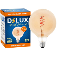 Лампочка Delux Globe G125 6Вт E27 2200К amber spiral filament (90018147) Diawest