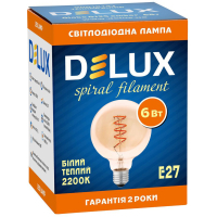 Лампочка Delux Globe G125 6Вт E27 2200К amber spiral filament (90018147) Diawest