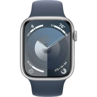 Смарт-годинник Apple Watch Series 9 GPS 41mm Silver Aluminium Case with Storm Blue Sport Band - M/L (MR913QP/A) Diawest