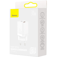 Зарядний пристрій Baseus Super Si Pro C+U 30W (CCSUPP-E02) white (948117) Diawest
