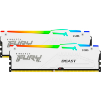 Модуль пам'яті для комп'ютера DDR 64GB (2x32GB) 5200 MHz FURY Beast White RGB Kingston Fury (ex.HyperX) (KF552C40BWAK2-64) Diawest