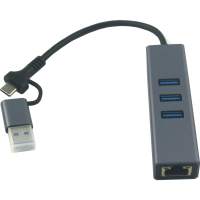 Адаптер USB 3.0 Type-C/Type-A to RJ45 Gigabit Lan, 3*USB 3.0, cable 13 cm Dynamode (DM-AD-GLAN-U3) Diawest