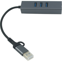 Адаптер USB 3.0 Type-C/Type-A to RJ45 Gigabit Lan, 3*USB 3.0, cable 13 cm Dynamode (DM-AD-GLAN-U3) Diawest