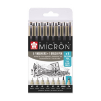 Лайнер Sakura Набір Pigma Micron 6 шт, 1 лінер-пензель Pigma Brush + PIGMA Micron PN в подарунок (8712079421731) Diawest