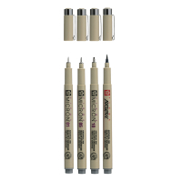 Лайнер Sakura Набір Pigma Micron 4 шт, (0.1/0.5/10/лінер-пензель Pigma Brush), Сірий (8712079474294) Diawest