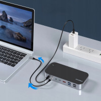 Концентратор Choetech USB-C 15-in-1 HDMI/PD/CR/LAN/USB-A/USB-C/AUX/VGA/DP (HUB-M52-GY) Diawest