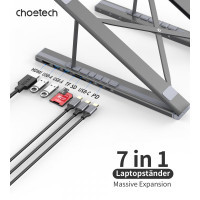 Порт-реплікатор Choetech USB-C 7-in-1 (HDMI/PD/картридер/USB-A/USB-C) Docking Station (HUB-M48-GY) Diawest