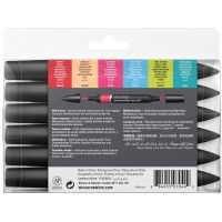Маркер Winsor&Newton набір двосторонніх маркерів Brushmarker Середні тони, 6 шт (884955070499) Diawest