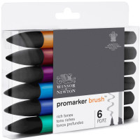 Маркер Winsor&Newton набір двосторонніх маркерів Brushmarker Соковиті тони, 6 шт (884955070512) Diawest
