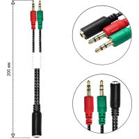 Перехідник XoKo AC-007 2x3.5-мм jack(F) - 3.5-мм 4pin jack(M) (XOKO AC-007) Diawest