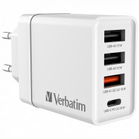 Зарядний пристрій Verbatim USB 30W PD3.0 4-ports white (49701) Diawest