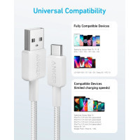 Дата кабель USB 2.0 AM to Type-C 1.8m 322 White Anker (A81H6H21) Diawest