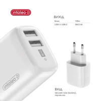 Зарядний пристрій Intaleo 12W Fast Charge 2USB 2.4A white (1283126578281) Diawest