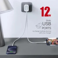 Зарядний пристрій Intaleo 12W Fast Charge 2USB 2.4A white (1283126578281) Diawest