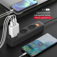Зарядний пристрій Intaleo 65W GAN 2USB-C PD+USB-A QC 3.0 white (1283126559525) Diawest
