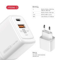 Зарядний пристрій Intaleo 30W GAN USB-C PD+USB-A QC 3.0 white (1283126578274) Diawest